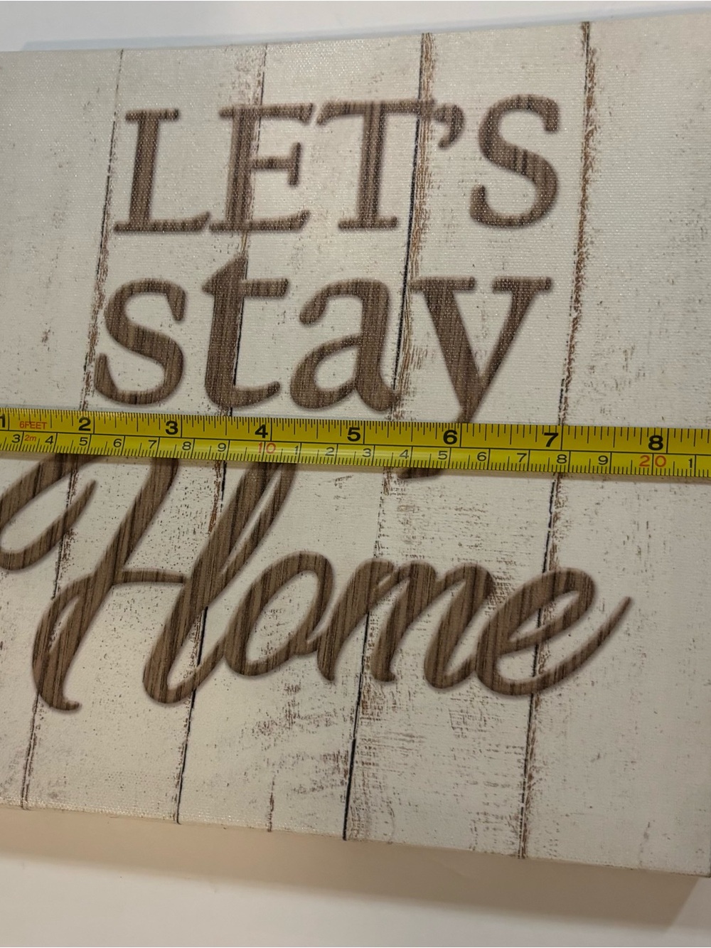 Neutral "Let's Stay Home" Wall Sign - Picture 4 of 4
